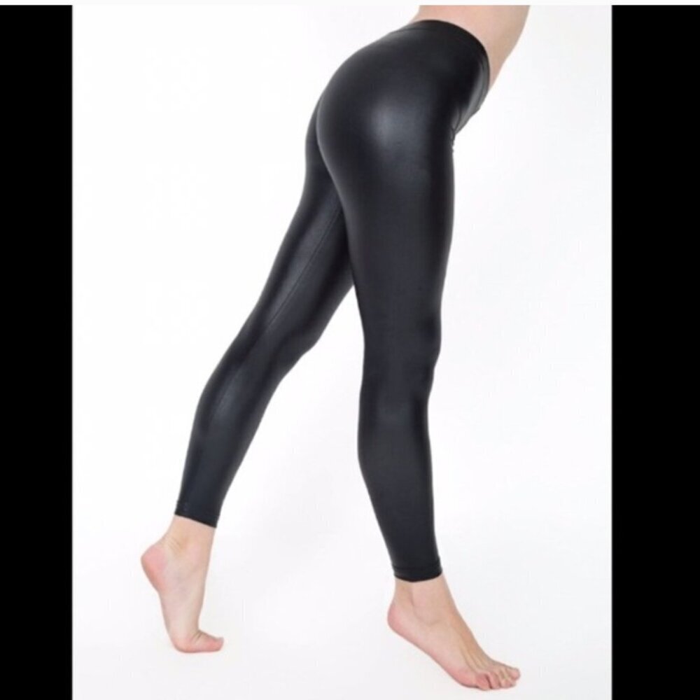 American Apparel Lamé Matte Black Leggings (NWOT) - Picture 7 of 13
